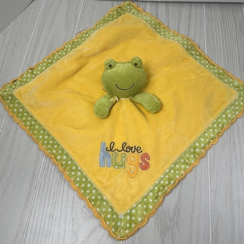 Carters Lovey Security Blanket Yellow Green Frog I Love Hugs Polka Dot READ